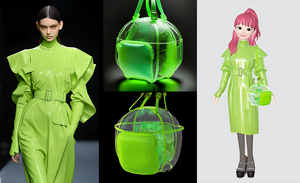 3DCG制作：【ZEPETO:1月リリースアイテム】Latex spherical green bag＆Fluorescence Green Dress